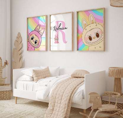 Set of 3 Personalised Labubu Doll Prints