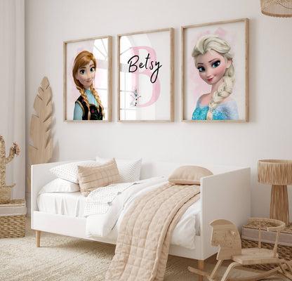 Pink Set of 3 Personalised Frozen Prints