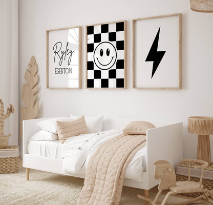 Set of 3 Boys Personalised Bedroom Prints