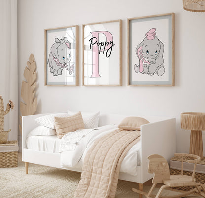 Set of 3 Personalised Dumbo Nursery Prints