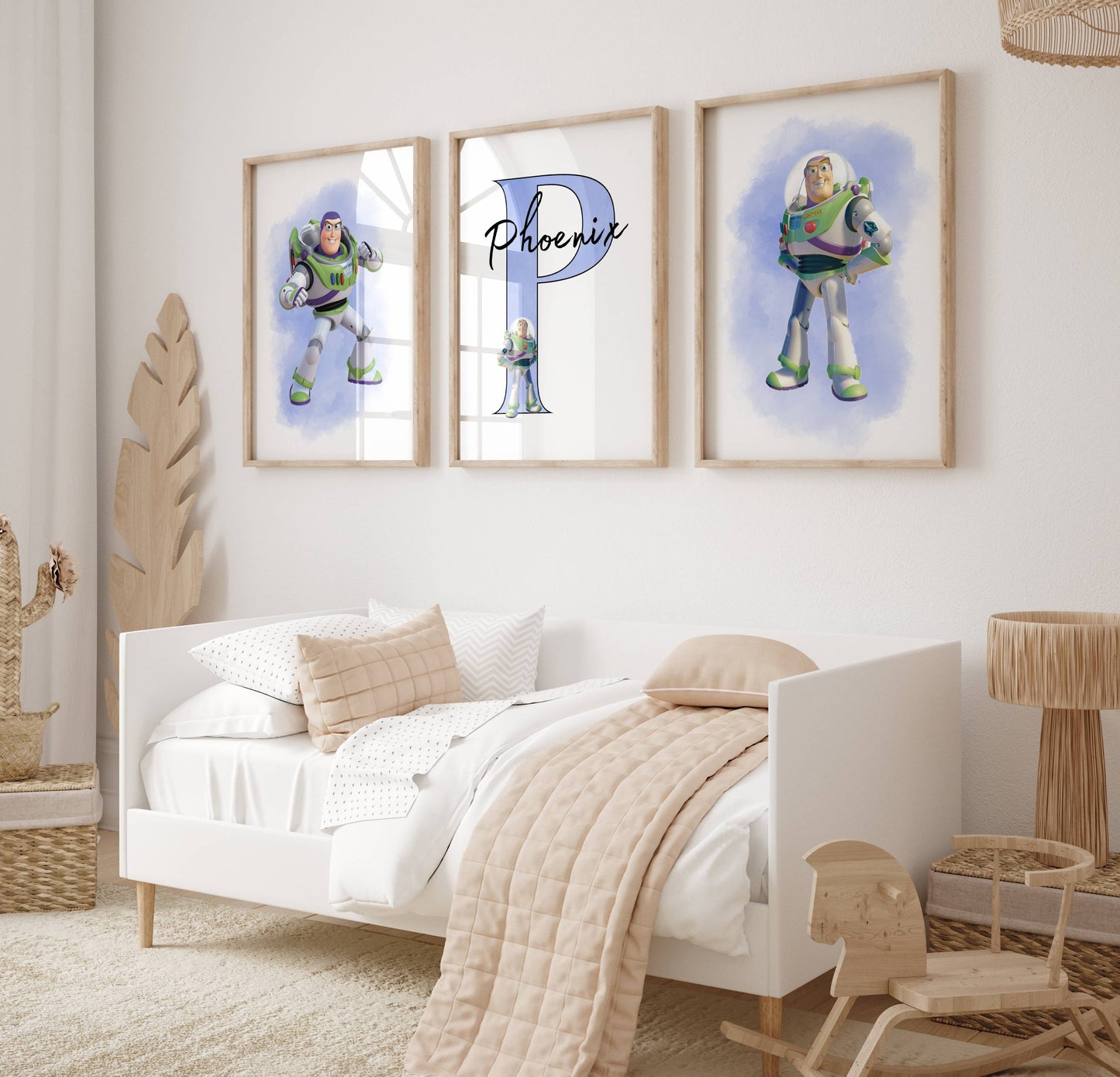 Personalised Buzz Lightyear Nursery Prints Set | Toy Story Inspired Kids Wall Art