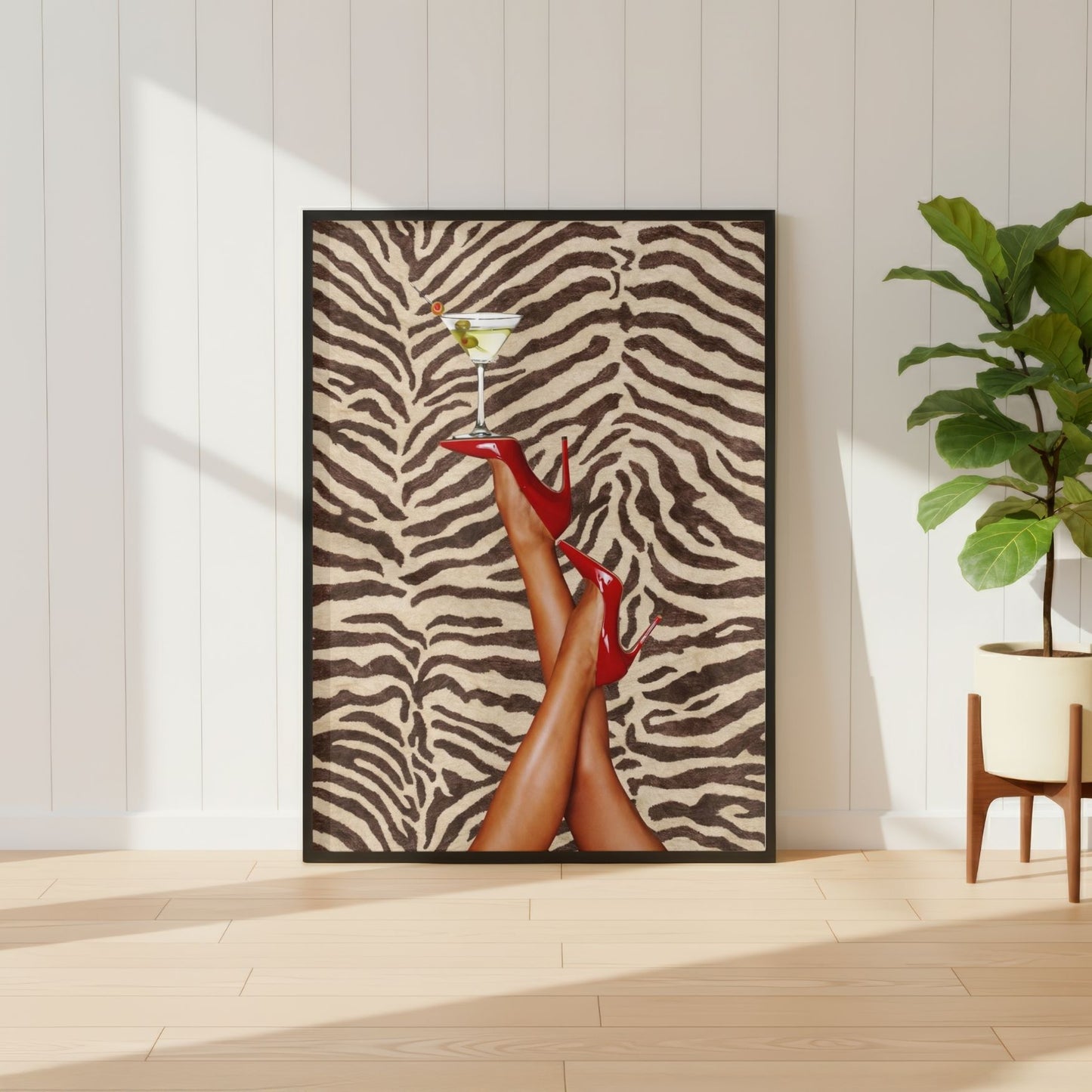 Red Heels & Martini Zebra Poster