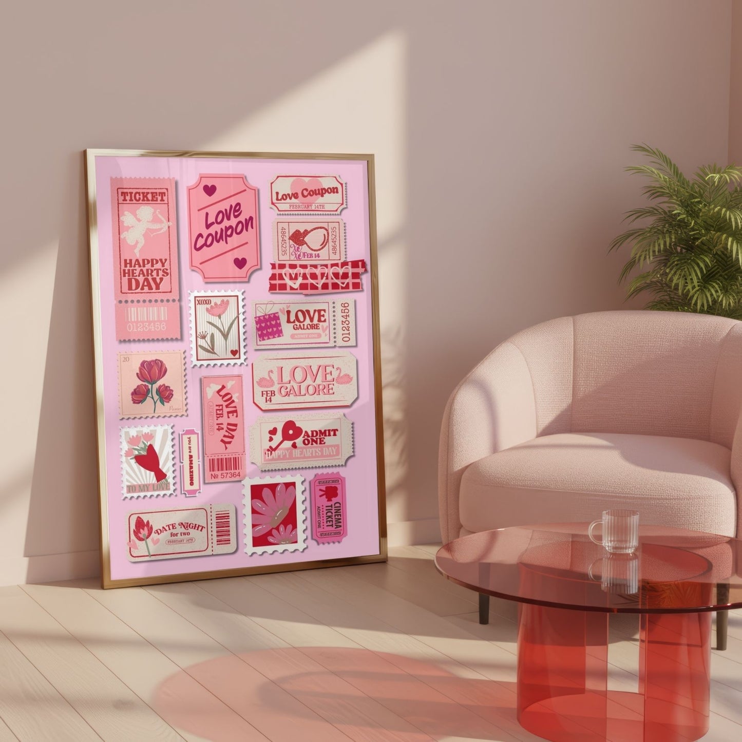 Red & Pink Ticket Preppy Print