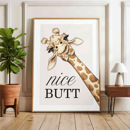 Giraffe Bathroom Print - Nice Butt