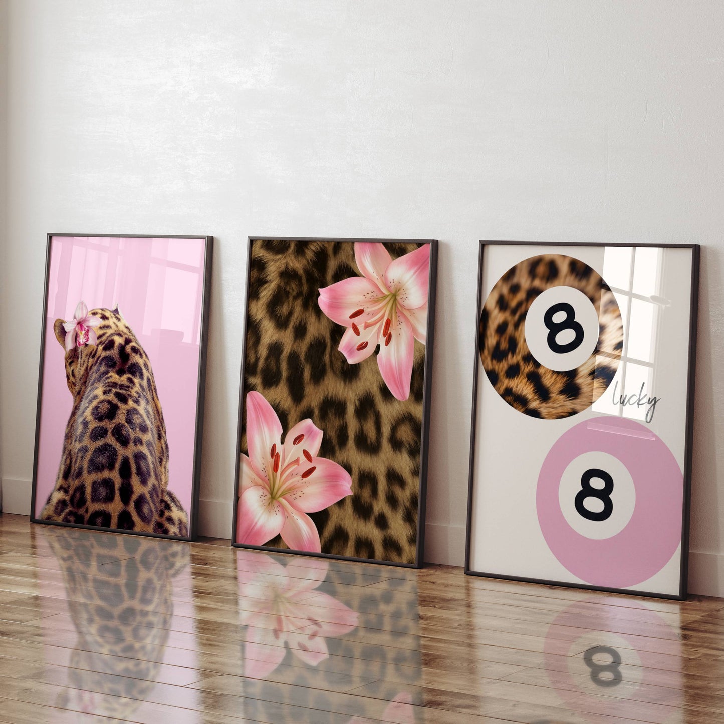 Set of 3 Pink Leopard Prints