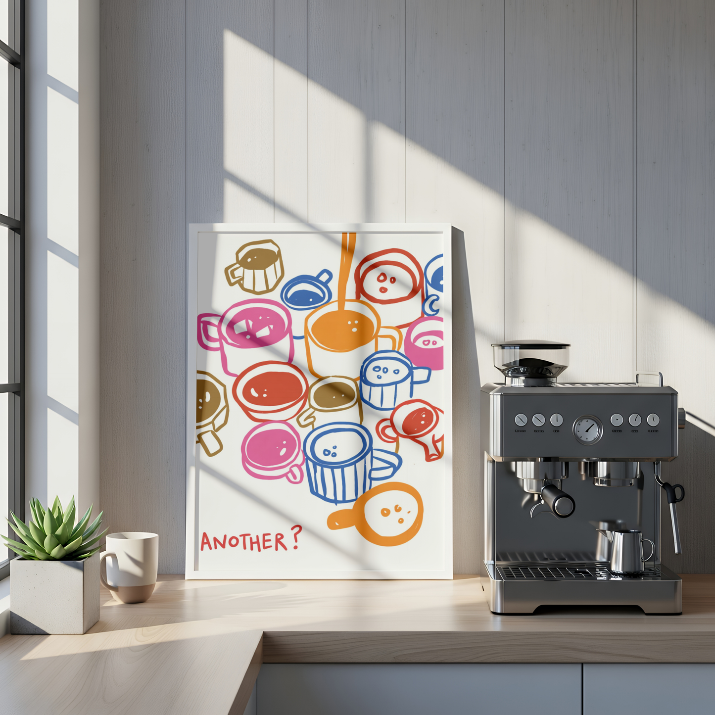 Colourful Coffee Cups Print