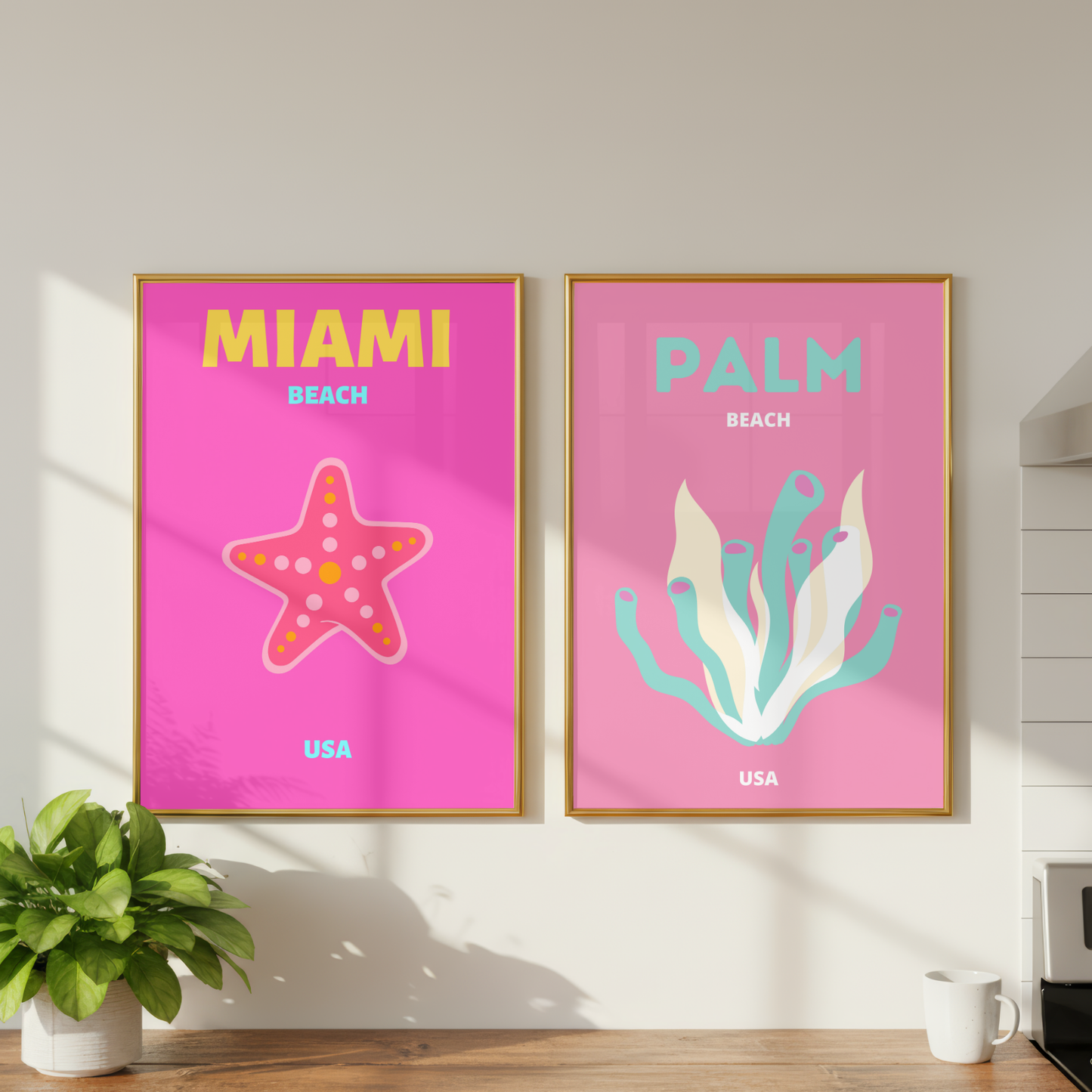 Set of 2 Miami & Palm Beach Coastal Prints