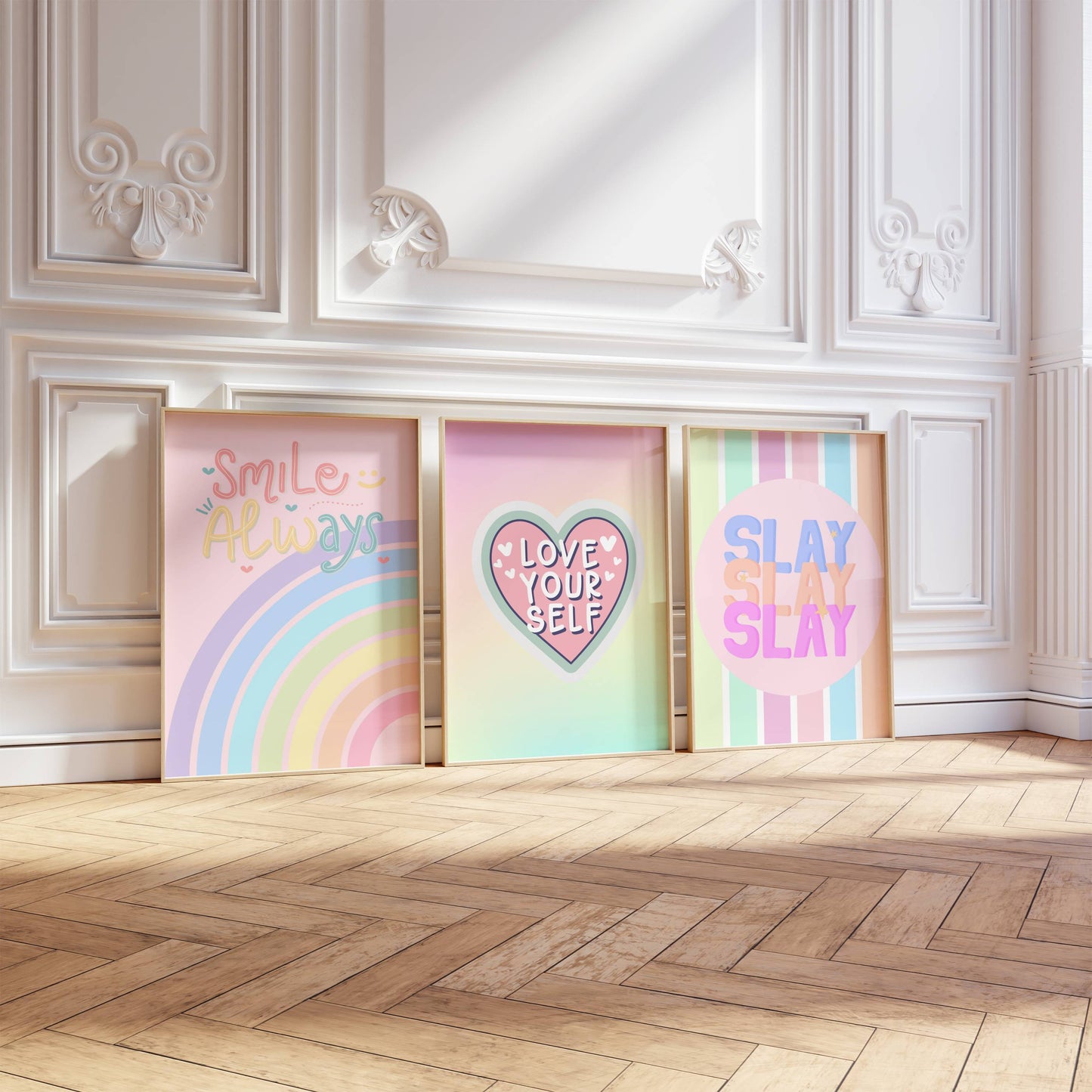 Set of 3 Rainbow Preppy Prints