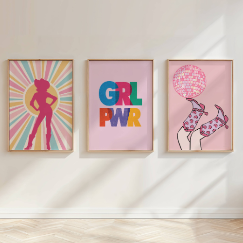 Set of 3 Cowgirl Preppy Posters