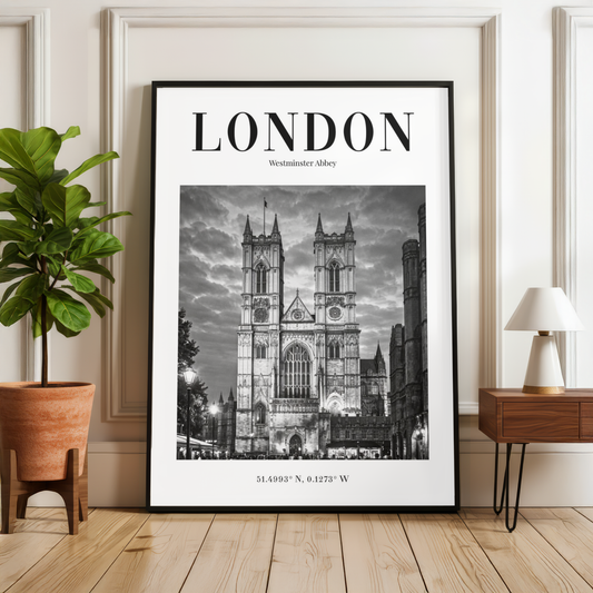 London Westminster Abbey Monochrome Poster