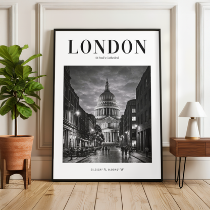 London St Pauls Cathedral Monochrome Poster