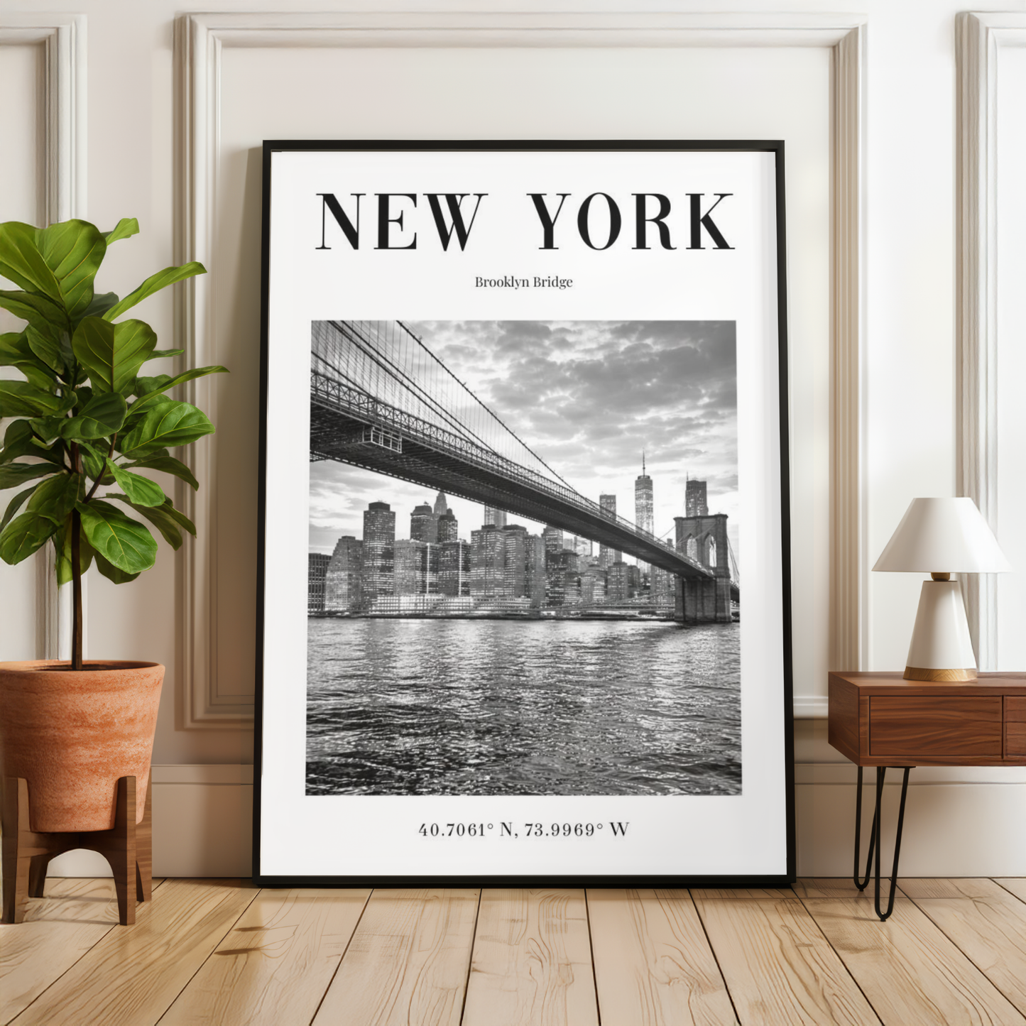 New York Brooklyn Bridge Monochrome Poster