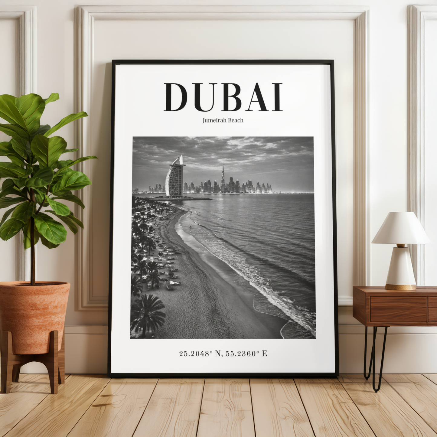 Dubai Jumeirah Beach Monochrome Poster