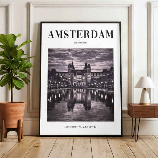 Amsterdam Rijksmuseum Monochrome Poster