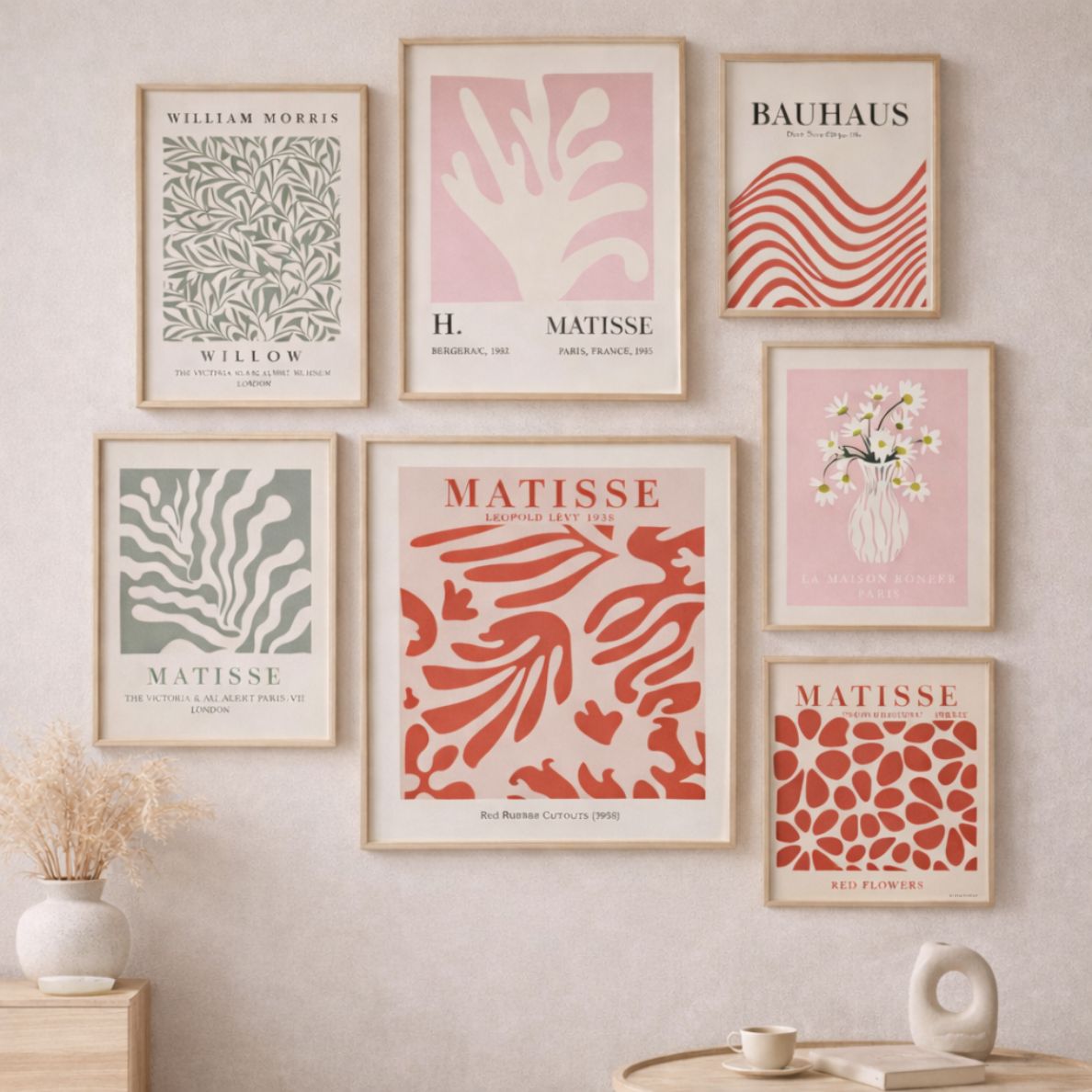 Set of 3 Pink Matisse Floral Prints