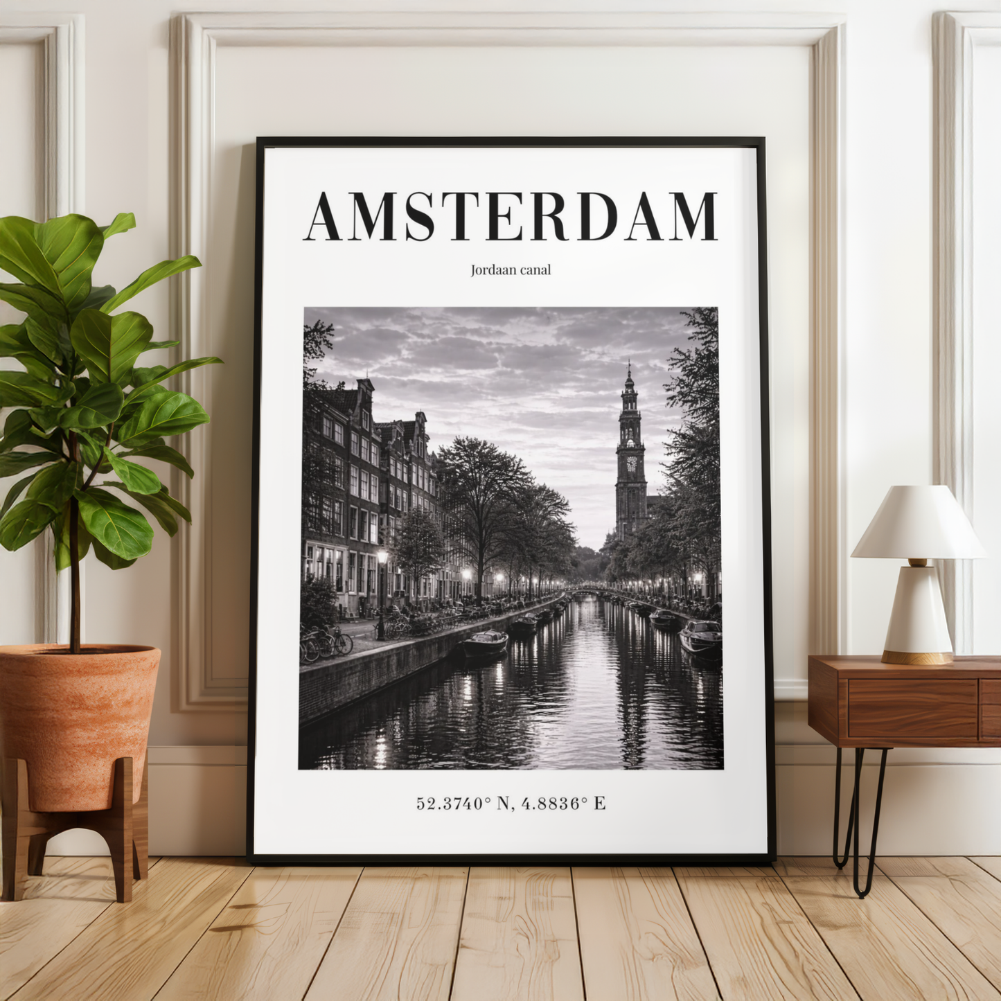Amsterdam Jordaan Canal Monochrome Poster