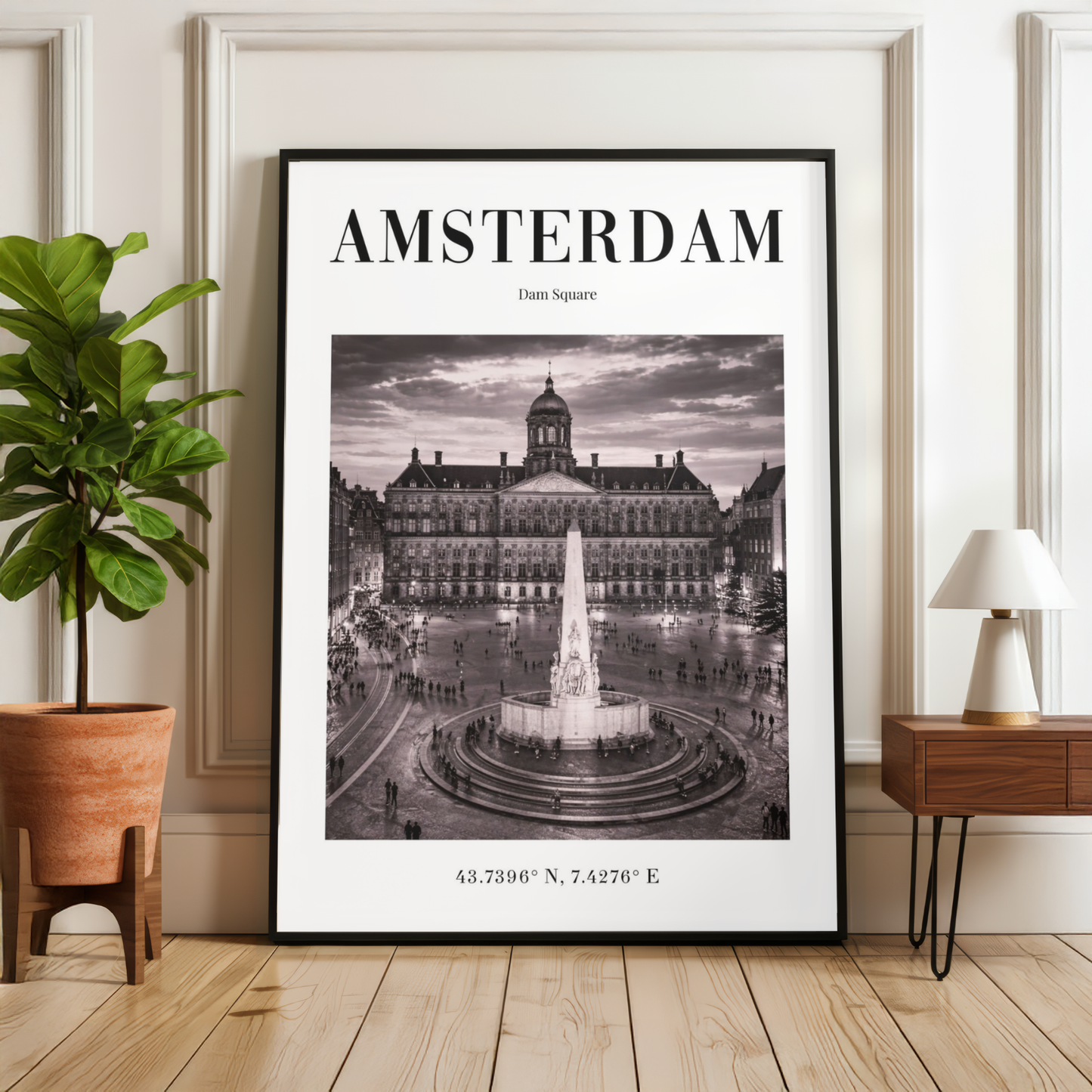 Amsterdam Dam Square Monochrome Poster