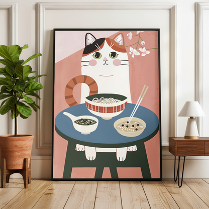 Cute Cat Noodle Print