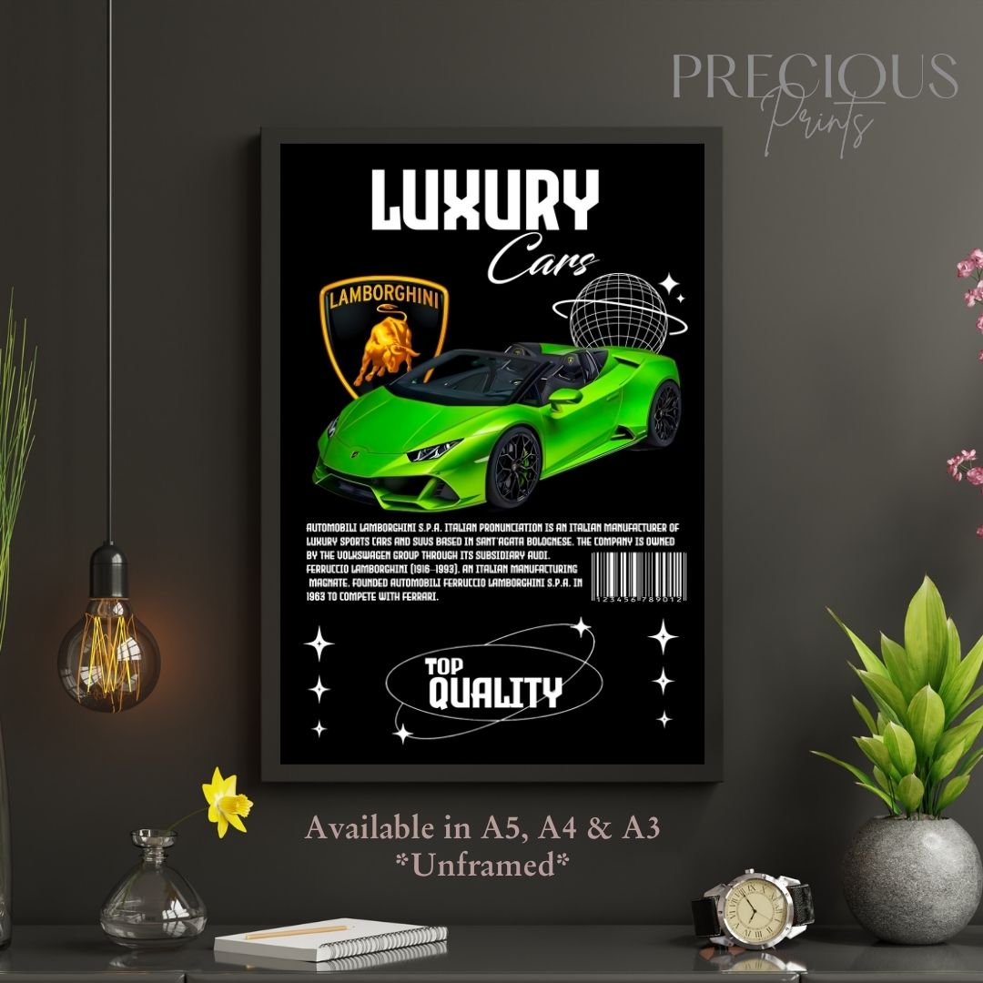 Green Lamborghini Sports Car Poster