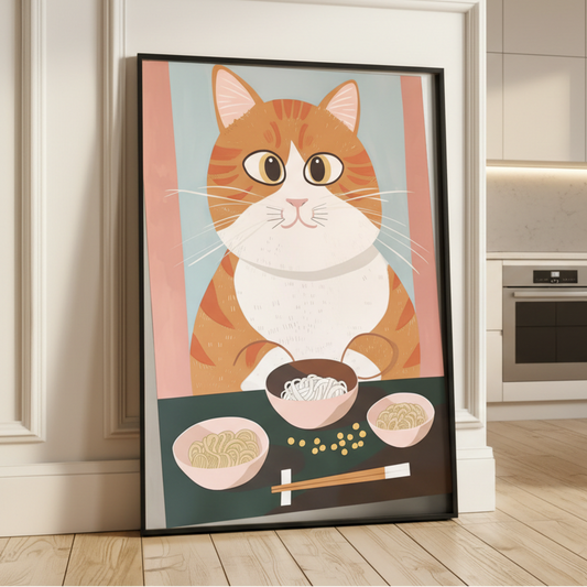 Cute Cat Noodle Print