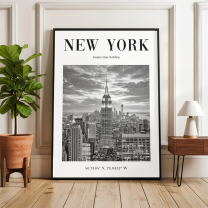 New York Empire State Building Monochrome Poster
