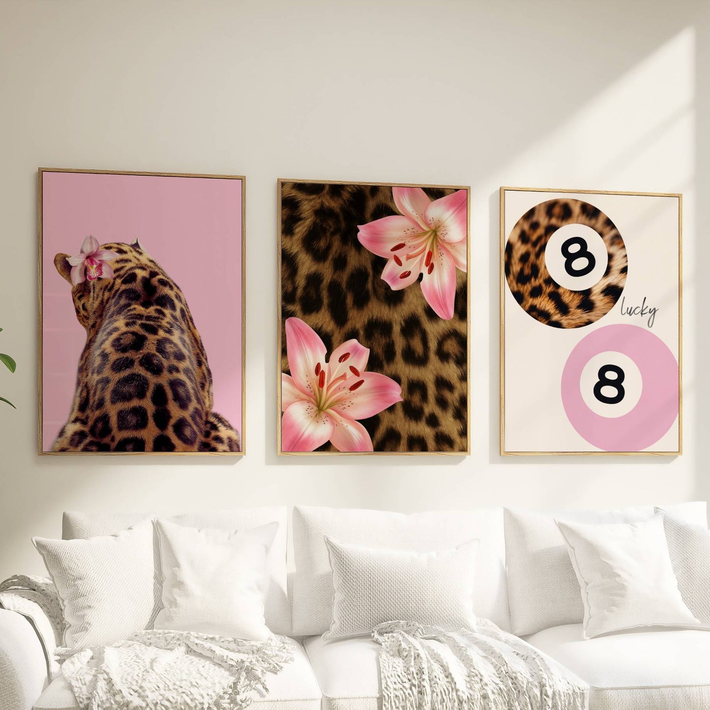 Set of 3 Pink Leopard Prints