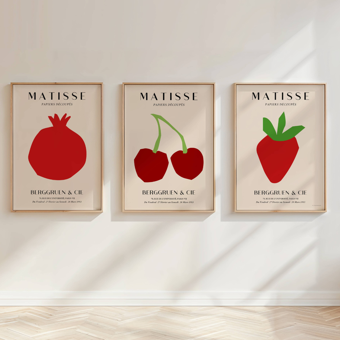 Set of 3 Red Matisse Fruit Prints