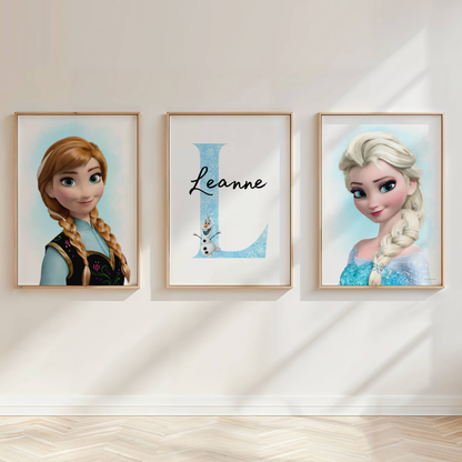 Blue Set of 3 Personalised Frozen Print