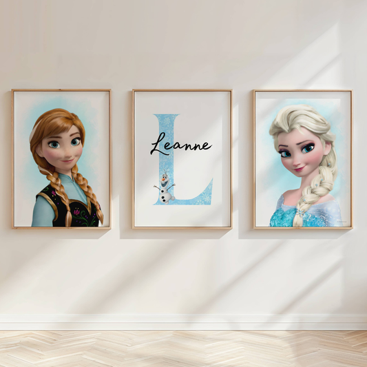 Blue Set of 3 Personalised Frozen Print