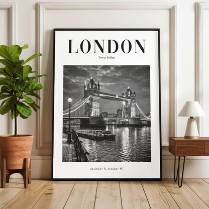 London Tower Bridge Monochrome Poster