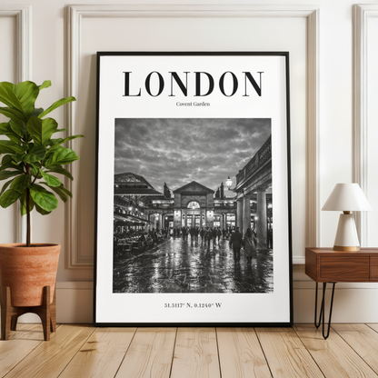 London Covent Garden Monochrome Poster
