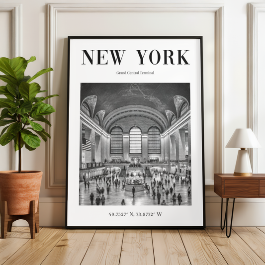 New York Grand Central Terminal Monochrome Poster