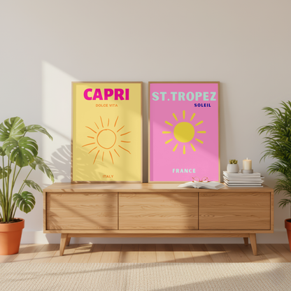 Capri & St. Tropez Travel Prints Set of 2