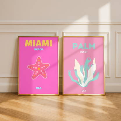 Set of 2 Miami & Palm Beach Coastal Prints