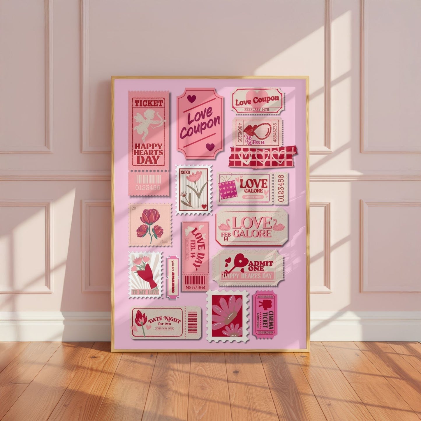 Red & Pink Ticket Preppy Print