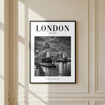 London Tower Bridge Monochrome Poster