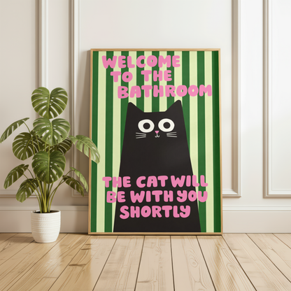 Funny Cat Bathroom Wall Art Print