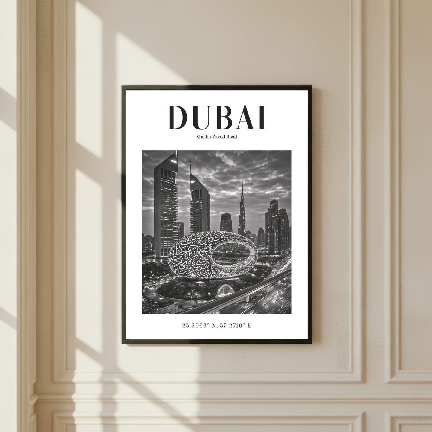 Dubai Sheikh Zayed Road Monochrome Poster