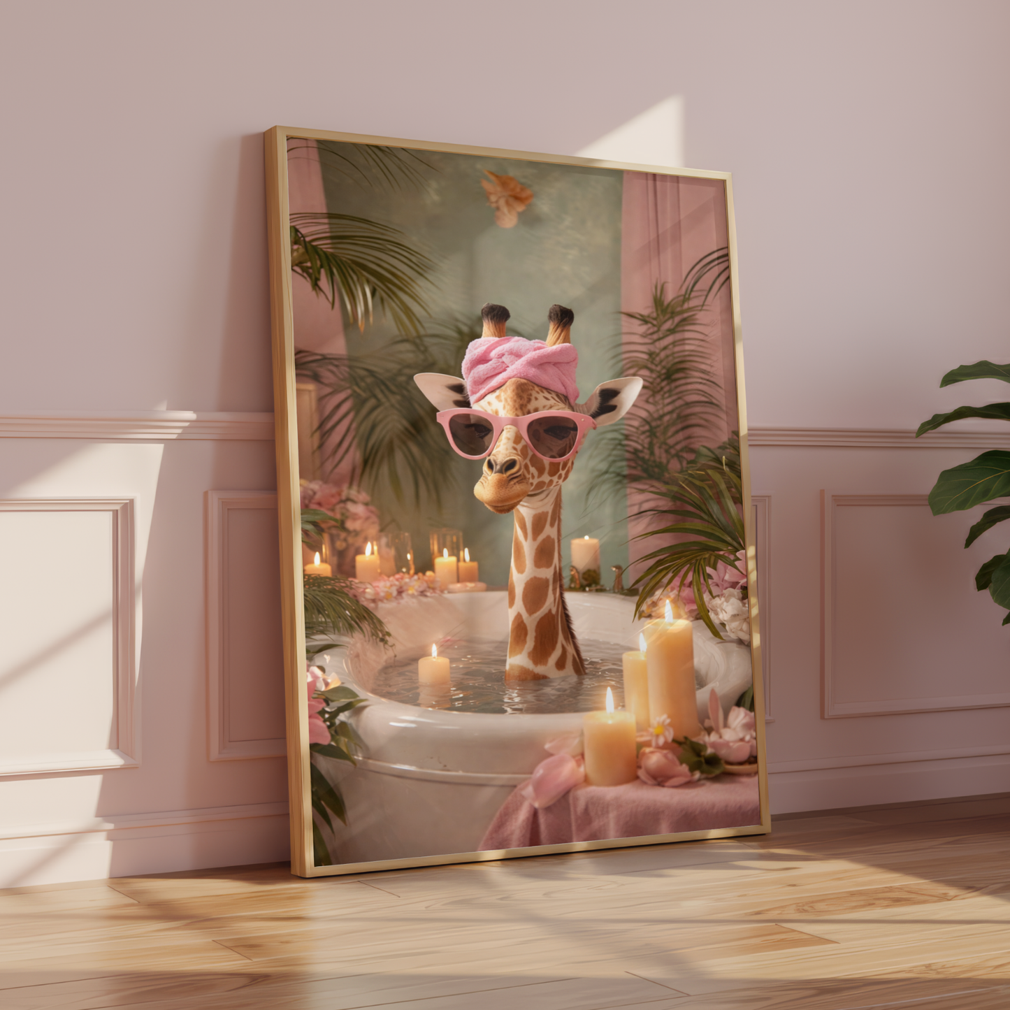 Glam Giraffe Bathroom Wall Art