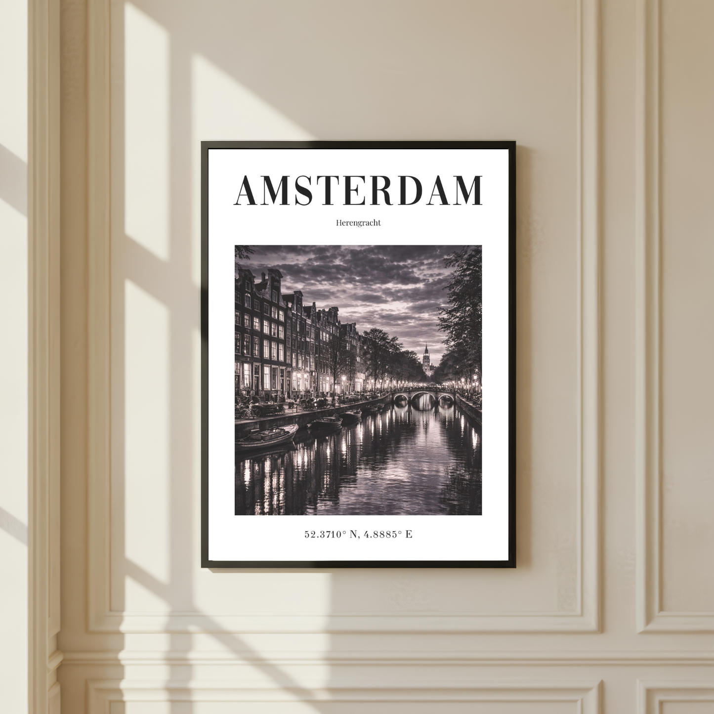 Amsterdam Herengracht Monochrome Poster