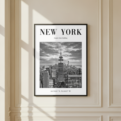 New York Empire State Building Monochrome Poster