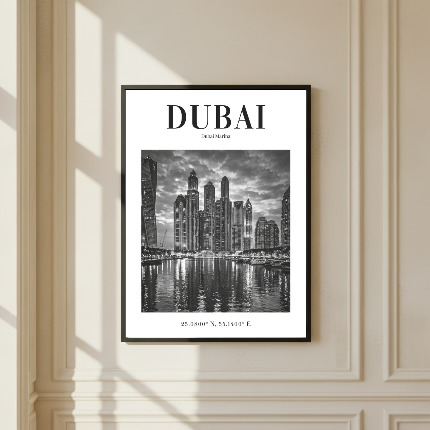 Dubai Marina Monochrome Poster