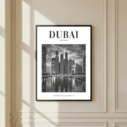 Dubai Marina Monochrome Poster