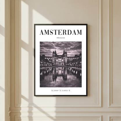 Amsterdam Rijksmuseum Monochrome Poster