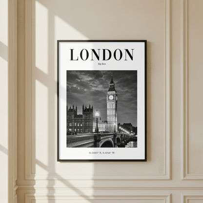 London Big Ben Monochrome Poster