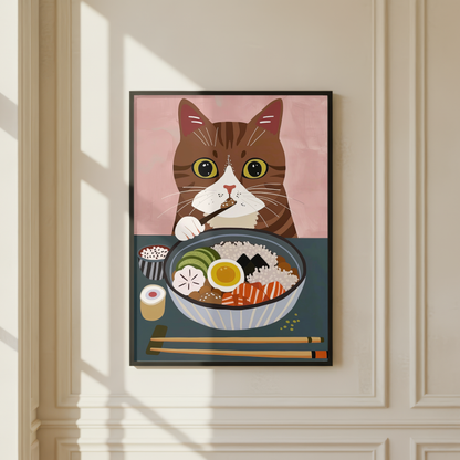 Cute Cat Ramen Print