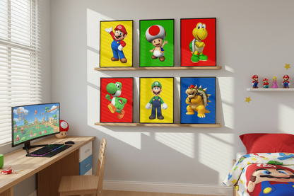 Super Mario Wall Art Prints | Boys Bedroom Poster Set