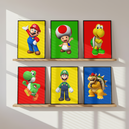 Super Mario Wall Art Prints | Boys Bedroom Poster Set