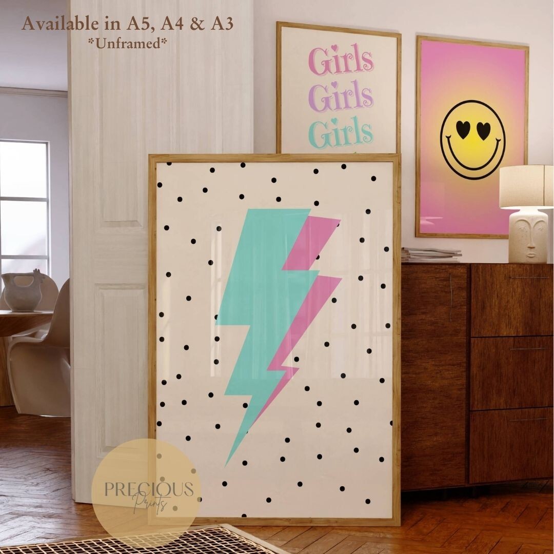 Set of 6 Preppy Wall Prints / Tween Girls Poster / Trendy Wall Decor / Unframed