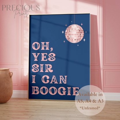 Oh, Yes Sir I Can Boogie Music Lyric Print / Music Poster / A5 A4 A3 Unframed